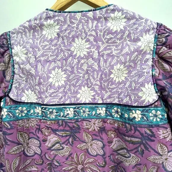 NWT Alix of Bohemia Carnaby Floral Patchwork Jacket, Purple Amethyst, Sz S